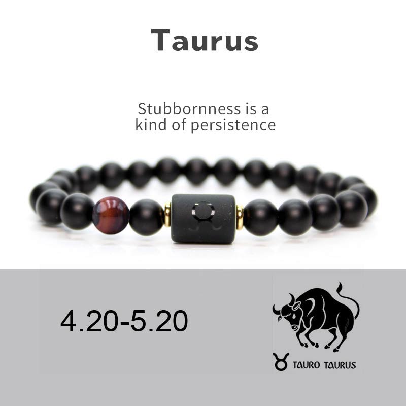 12  Constellations of the Zodiac Black Onyx Adjustable Bracelet