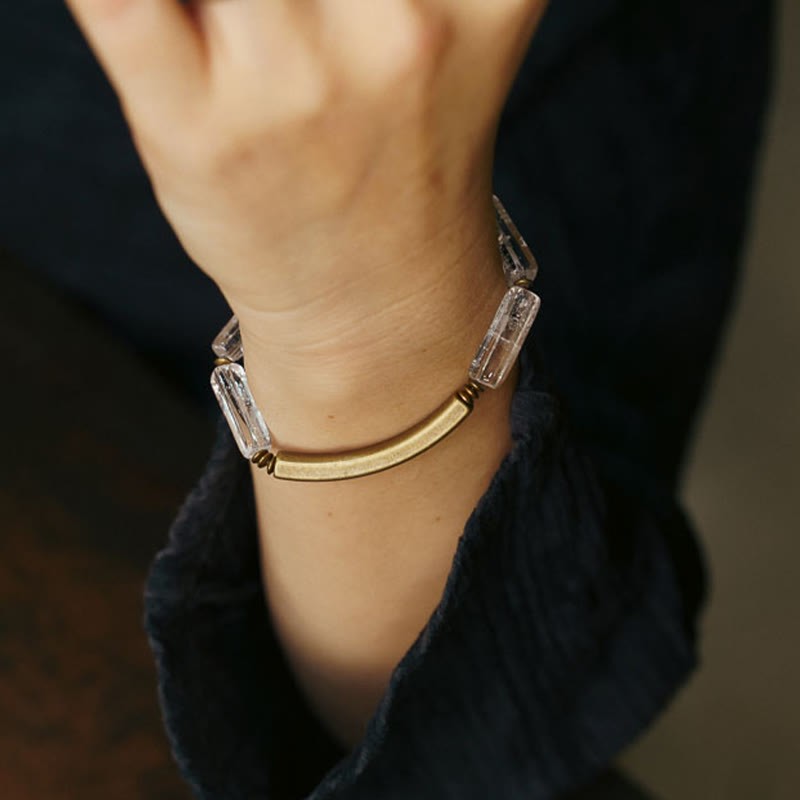 Square White Crystal Copper Luck Healing Bracelet
