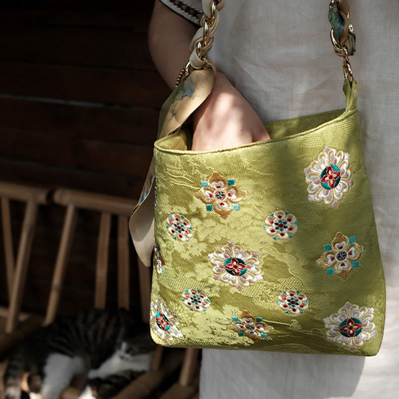 Satin Su Embroidery Journey Shopping Shoulder Bag Handbag Crossbody Bag