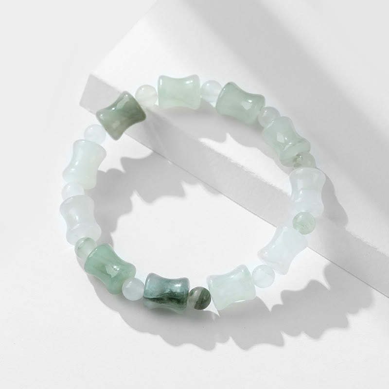 Jade Coconut Shell Bamboo Pattern Abundance Luck Bracelet