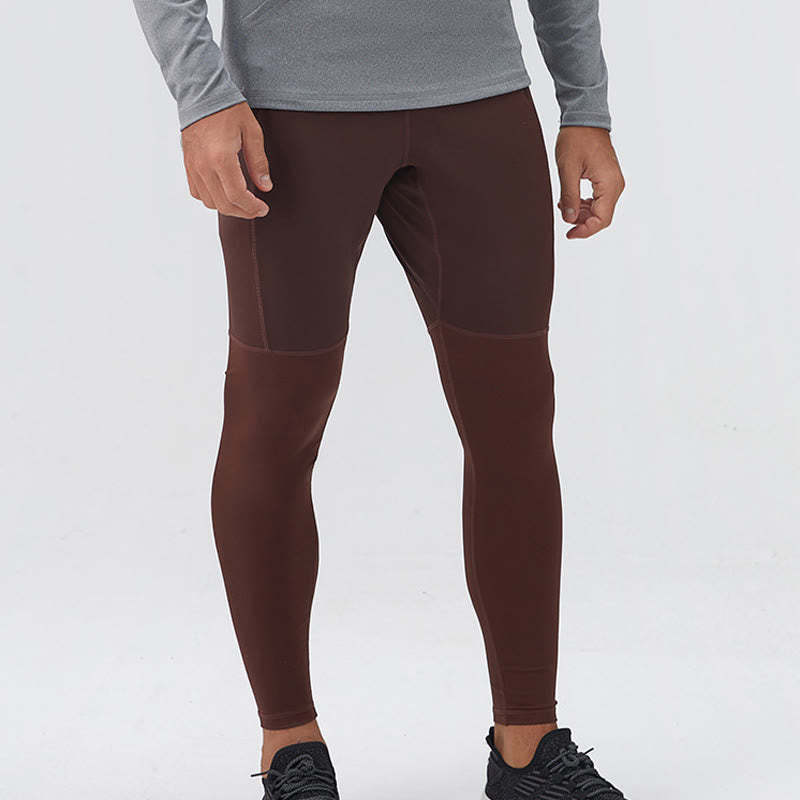 High Waist Quick Dry Breathable Fitness Men's Leggings Pants With Zipper Pocket