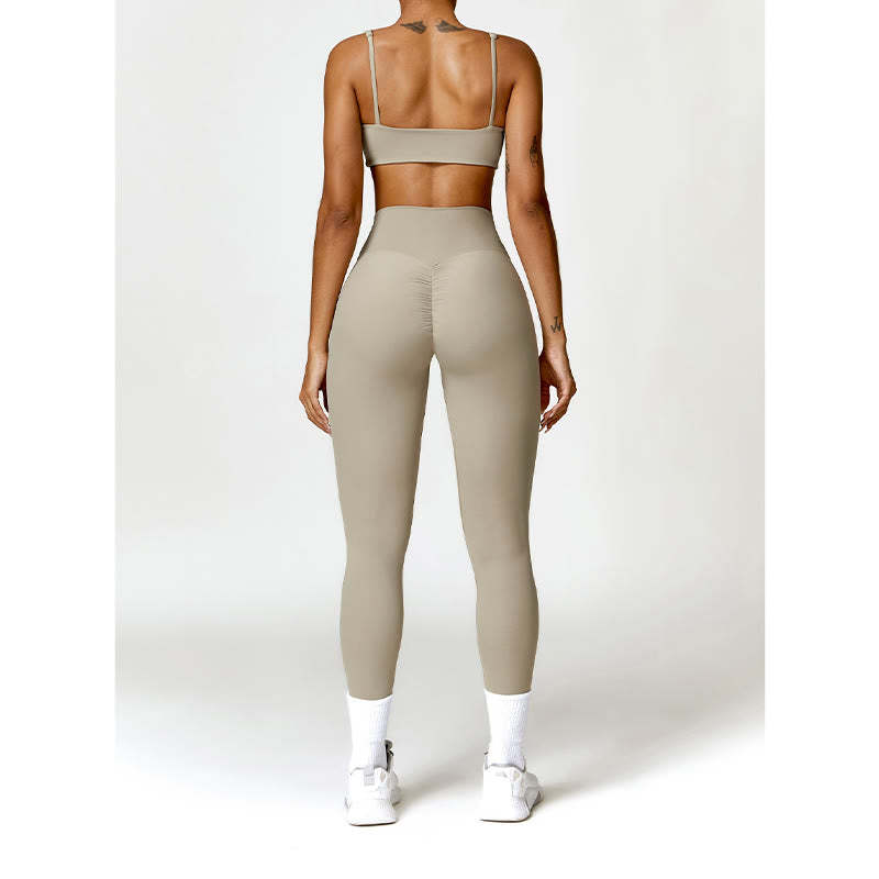 Gym Sports Yoga Backless Bra Crop Tank Top Shorts