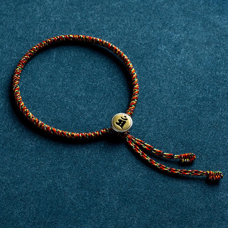 Handmade 925 Sterling Silver Chinese Zodiac Natal mystic zen Protection Colorful Rope Bracelet