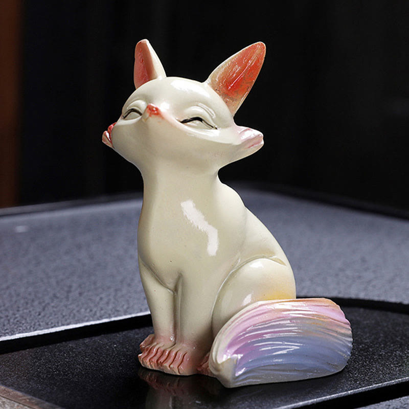 Color Changing Small Cute Fox Tea Pet Resin Home Figurine Decoration