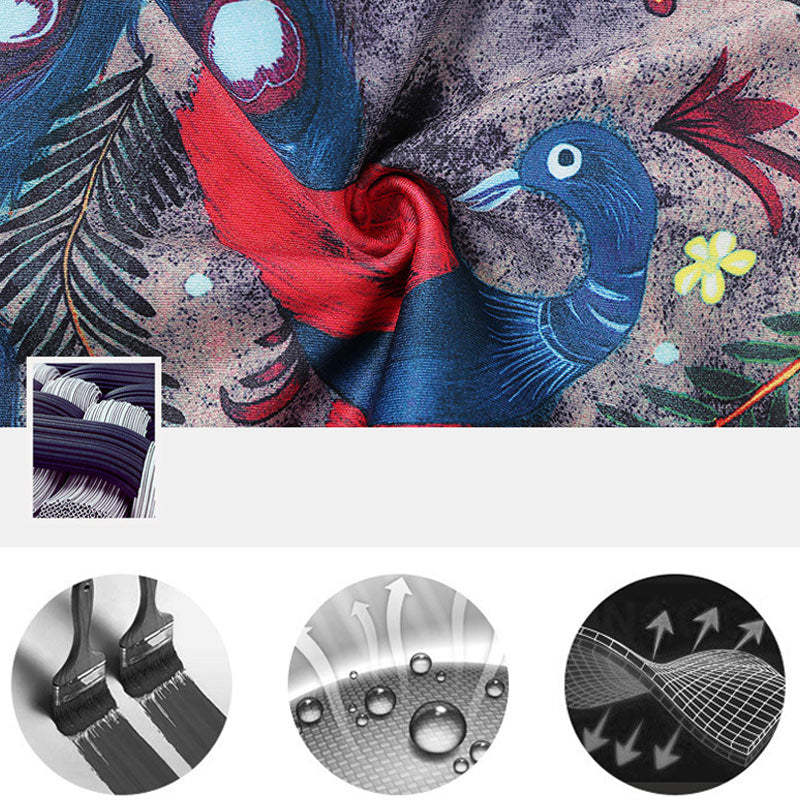 Red Blue Peacock Feather Print Pants Sports Fitness Yoga Leggings Women's Yoga Pants