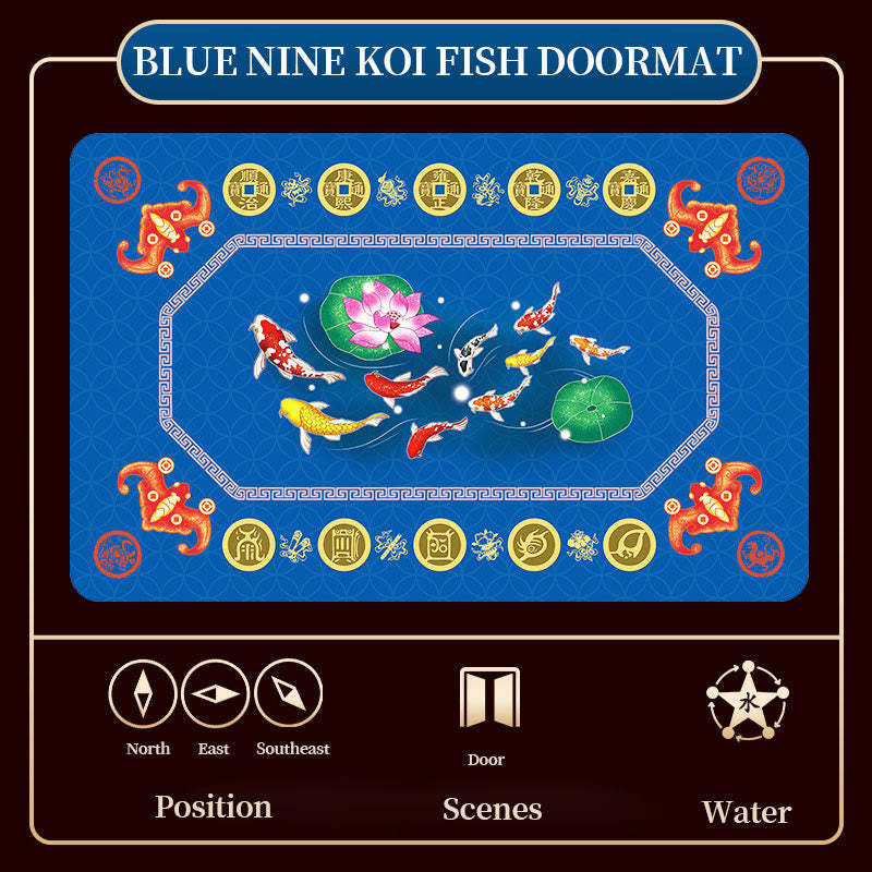 Five Elements Lucky Crane Gourd Kirin Dragon Axe Nine Koi Fish Non-slip Foot Pad Doormat