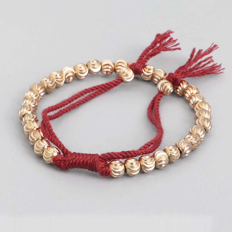 Tibetan Handmade Copper Bead Luck String Bracelet