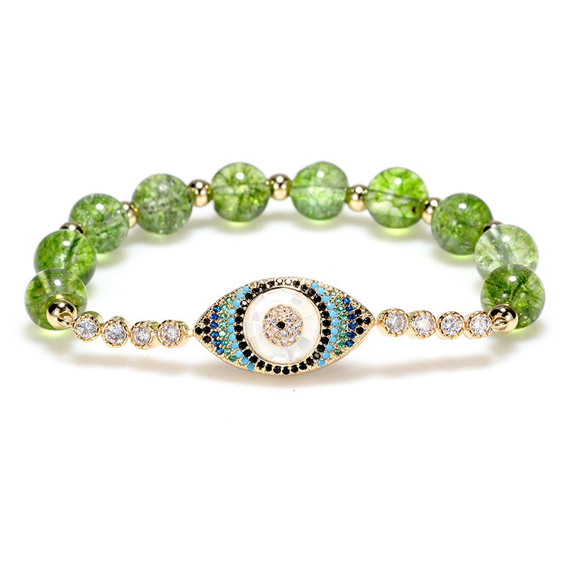 Natural Peridot Evil Eye Abundance Bracelet
