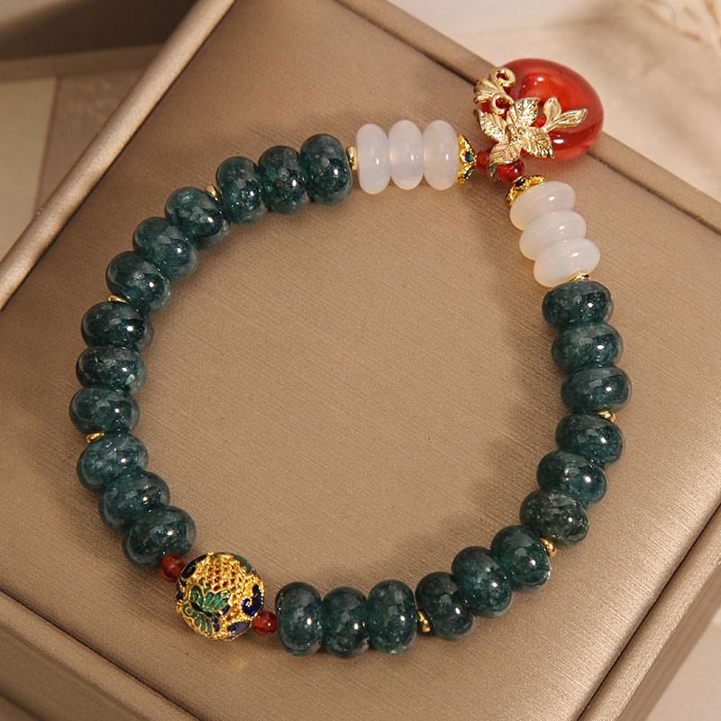 Jade White Agate Red Agate Peace Buckle Abacus Beads Luck Bracelet
