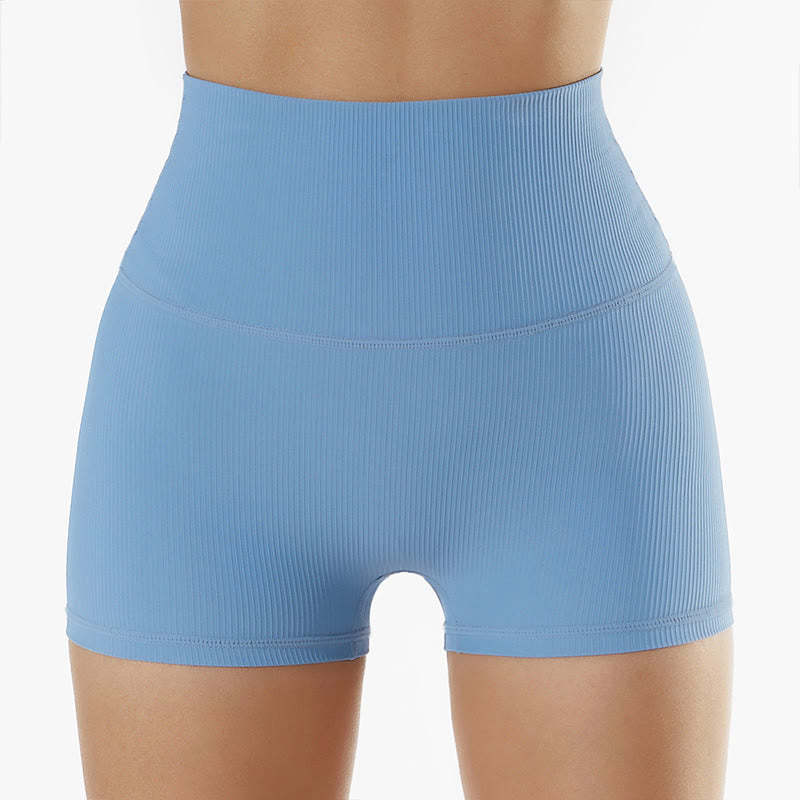 Ribbed Long Sleeve Crop Top T-shirt Shorts Sports Fitness Gym Yoga Outfits