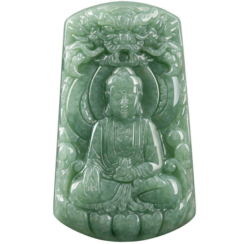 Tathagata mystic zen Dragon Jade Amulet Serenity String Necklace
