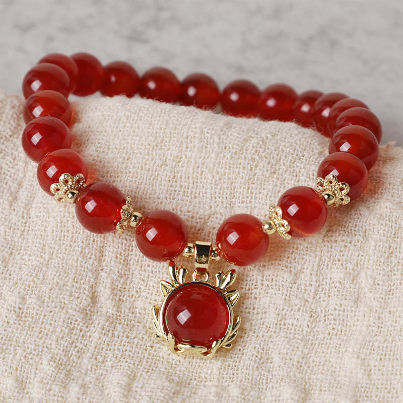 Year of the Dragon Red Agate Jade Peace Buckle Fu Character Success Bracelet (Extra 30% Off | USE CODE: FS30)