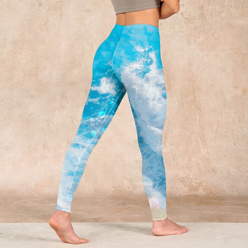 Ocean Waves Fish Gym Leggings Women's Yoga Pants