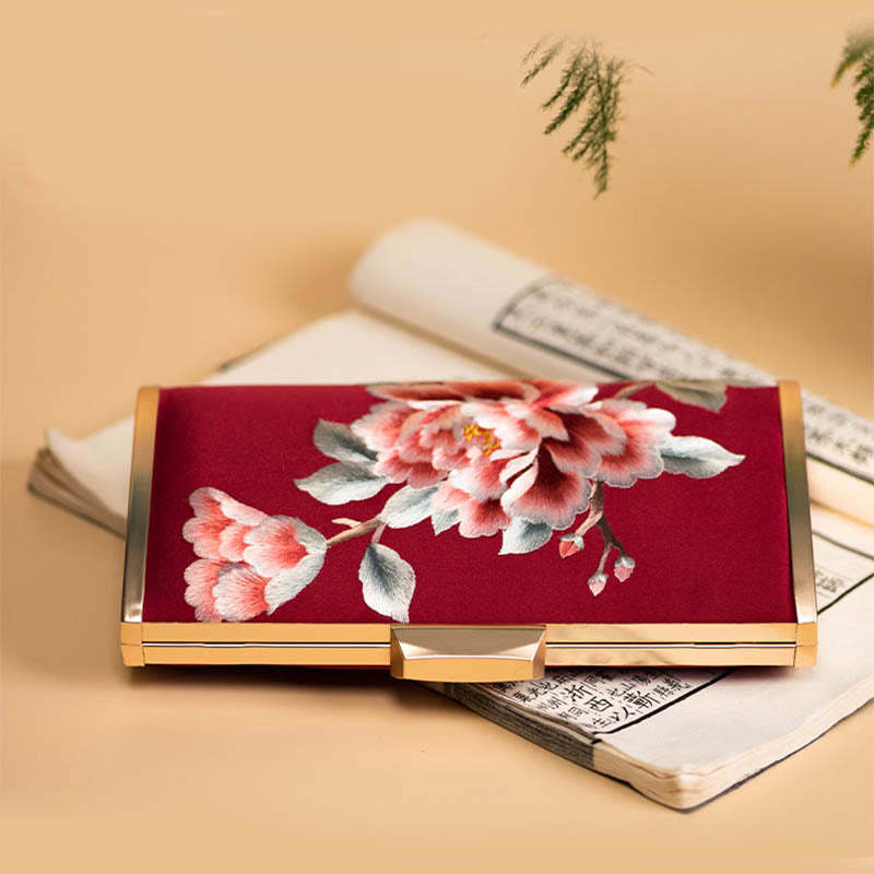 Carnation Peony Begonia Su Embroidery Wedding Shopping Purse Handbag Crossbody Bag