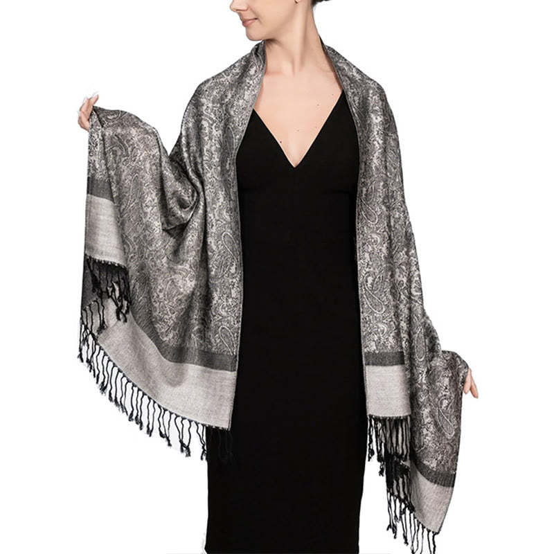 Tibetan Cashew Jacquard Tassels Shawl Spring Fall Winter Warm Cozy Scarf Wrap