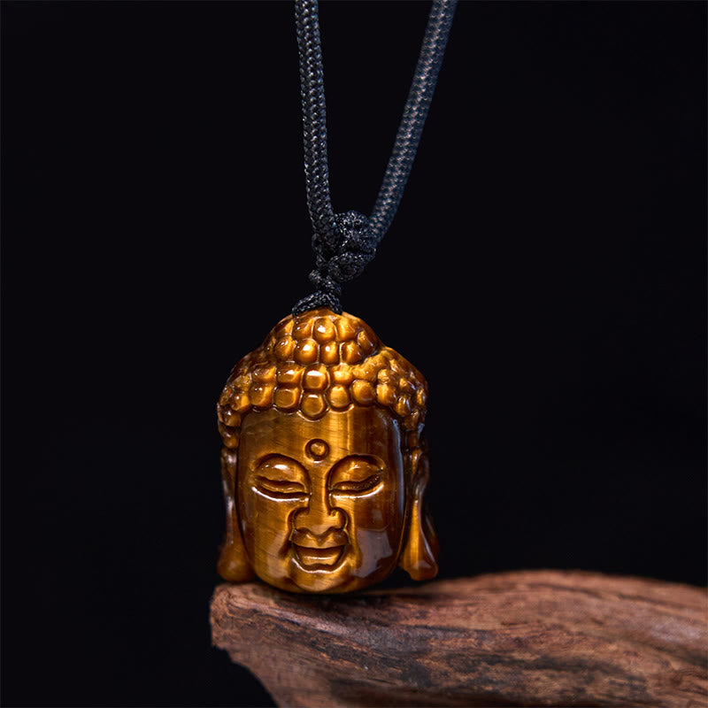 Tiger Eye String mystic zen Head Courage Necklace Pendant