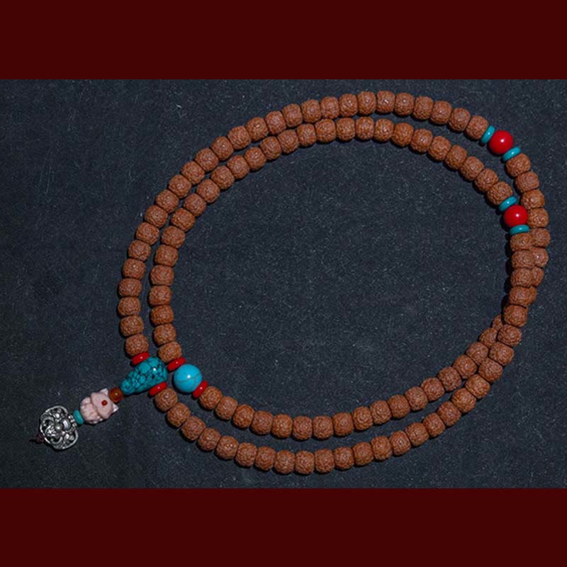 Tibet 108 Mala Beads Rudraksha Bodhi Seed Chinese Zodiac Natal mystic zen Wealth Charm Bracelet