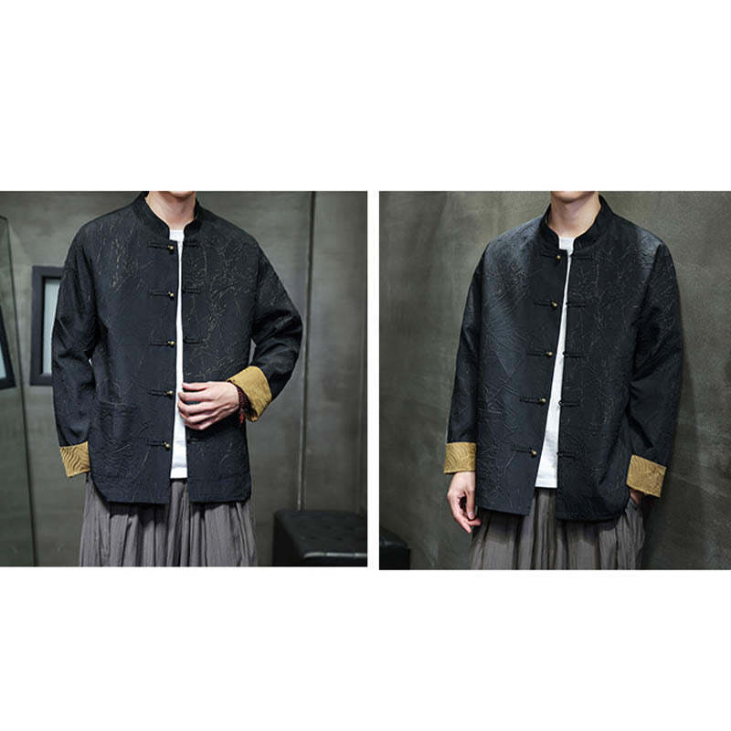 Tang Suit Casual Frog-button Long Sleeve Nylon Men's Jacket Shirt Clothing