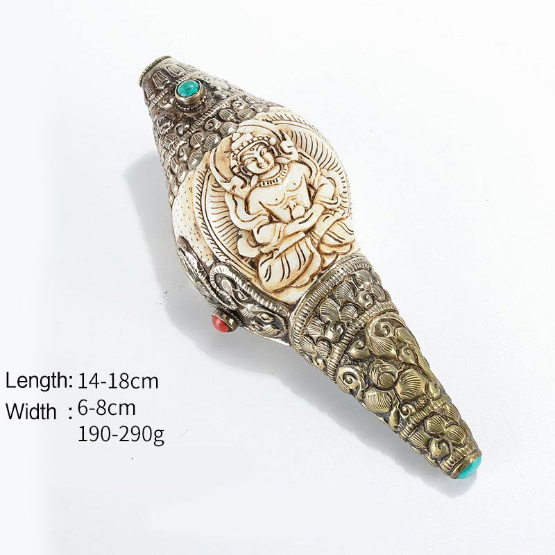 Tibetan Handmade Engraved Shankha mystic zen Conch Shell Wealth Positive Decoration
