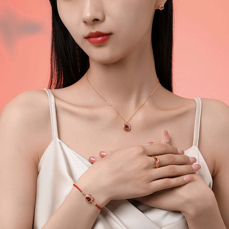 925 Sterling Silver Year Of The Dragon Luck Red Zircon Necklace Pendant Bracelet Earrings Ring (Extra 30% Off | USE CODE: FS30)