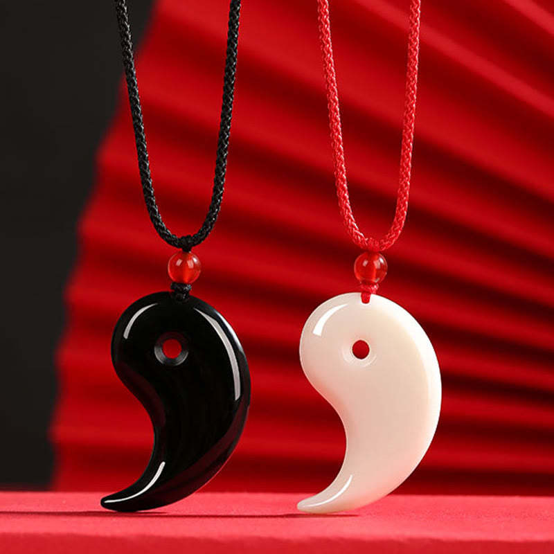 Yin Yang Tai Chi Diagram Hetian Jade Luck Necklace Pendant