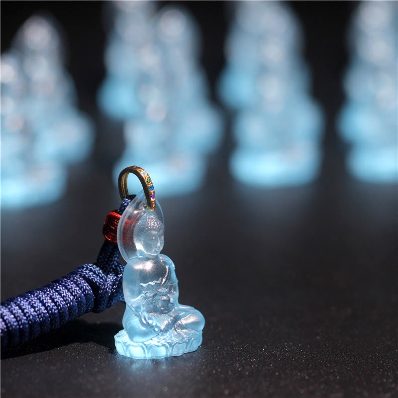 Blue Tathagata mystic zen Medicine mystic zen Liuli Crystal Serenity Amulet Necklace Pendant