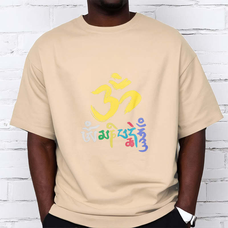 Colorful Om Mani Padme Hum Cotton Tee T-shirt