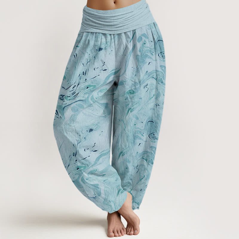 Flow Wind Pattern Women's Elastic Waist Harem Pants