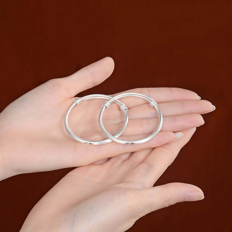 999 Sterling Silver Peace And Joy Protection Kids Child Bracelet Bangle