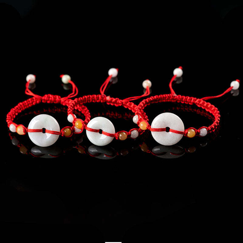Jade Peace Buckle Luck Red String Bracelet