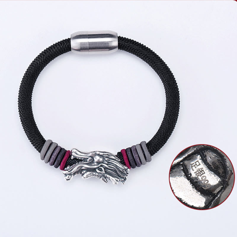 999 Sterling Silver Dragon Luck Handcrafted Braided Child Adult Bracelet (Extra 30% Off | USE CODE: FS30)