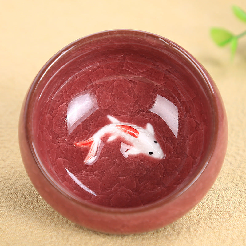 Cute Koi Fish Ceramic Teacup Kung Fu Tea Cup Bowl 45ml