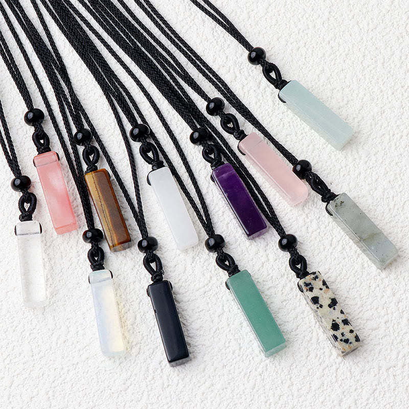 Various Rectangular Crystal Amethyst Green Aventurine Healing Necklace Pendant