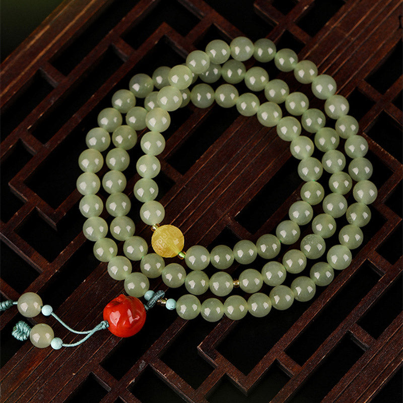 Jade Red Agate Amber Laughing mystic zen Prosperity Bracelet
