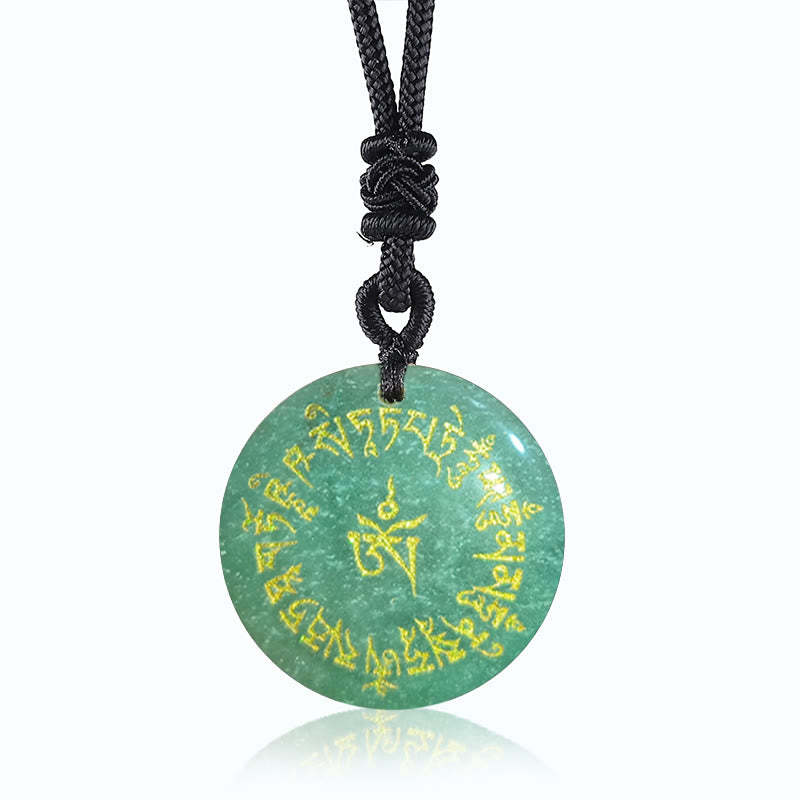 Fortune-gathering Mantra Natural Various Crystal Black Obsidian Fulfilment Necklace Pendant