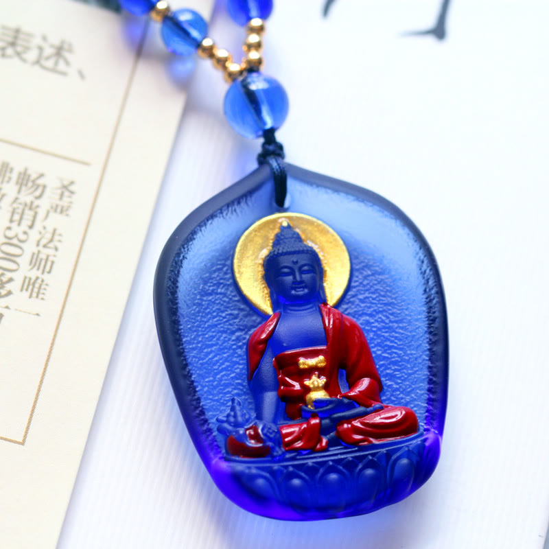 Tibet Medicine mystic zen Liuli Crystal Compassion Necklace Pendant