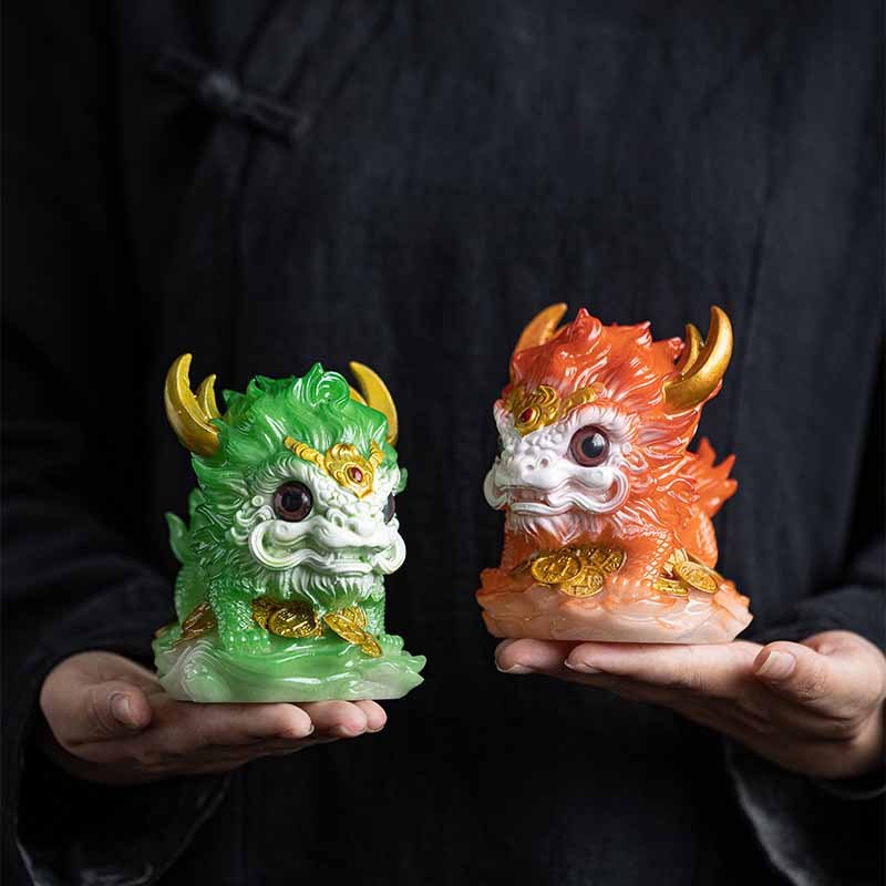 Color Changing Small Kirin Resin Tea Pet Home Figurine Decoration