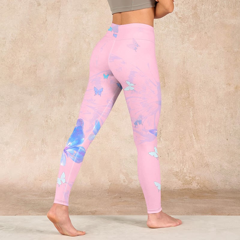 Butterfly Print Gym Leggings Women's Yoga Pants