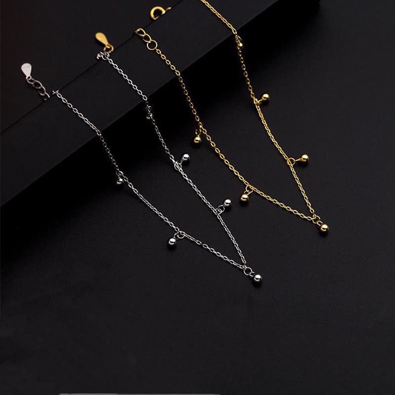 925 Sterling Silver Small Beads Charm Blessing Anklet