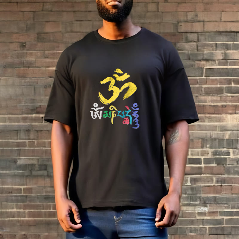 Colorful Om Mani Padme Hum Cotton Tee T-shirt