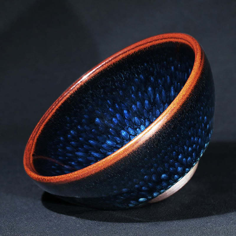 Handmade Blue Francolinus Spot Chinese Jianzhan Ceramic Teacup Kung Fu Tea Cup Bowl