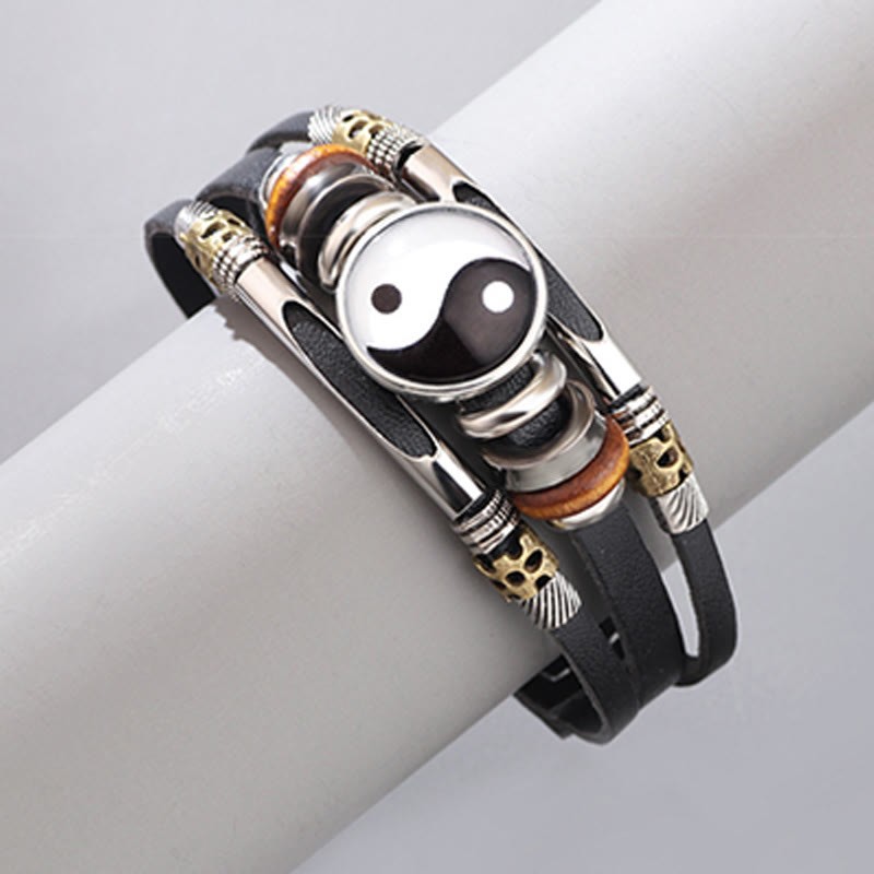 Yin Yang Leather Balance Bracelet