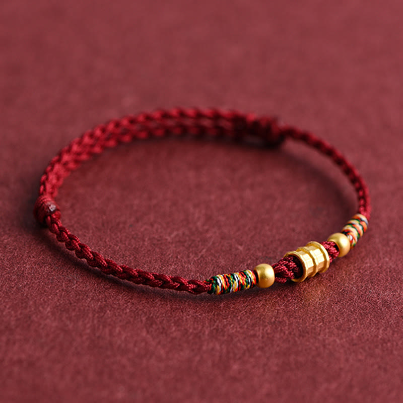 999 Gold Small Bucket Shape Design Handmade Luck?Braided Rope Bracelet Anklet