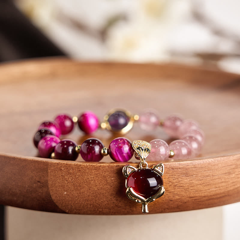 Natural Strawberry Quartz Pixiu Love Bracelet