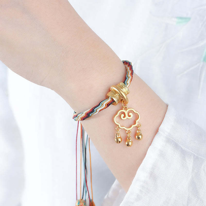 Handmade Dunhuang Color Deer Auspicious Cloud Peace Lock Bell Healing Reincarnation Knot Bracelet
