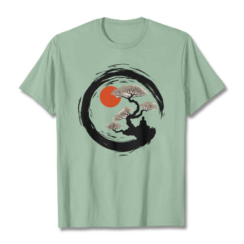Red Sun Pine Zen Circle Meditation mystic zen Tee T-shirt