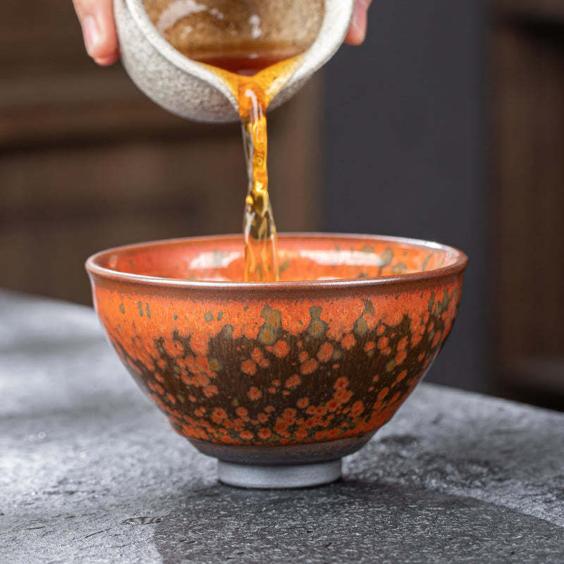 Blooming Flowers Pattern Chinese Jianzhan Kiln Change Ceramic Teacup Kung Fu Tea Cup Bowl