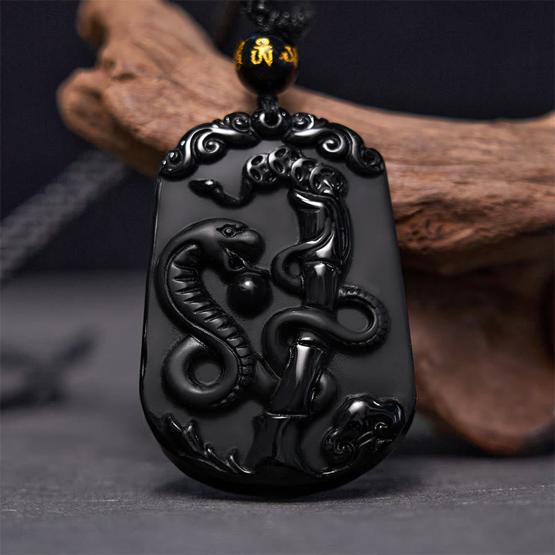 Chinese Zodiac Obsidian Purification Fulfilment Necklace Pendant