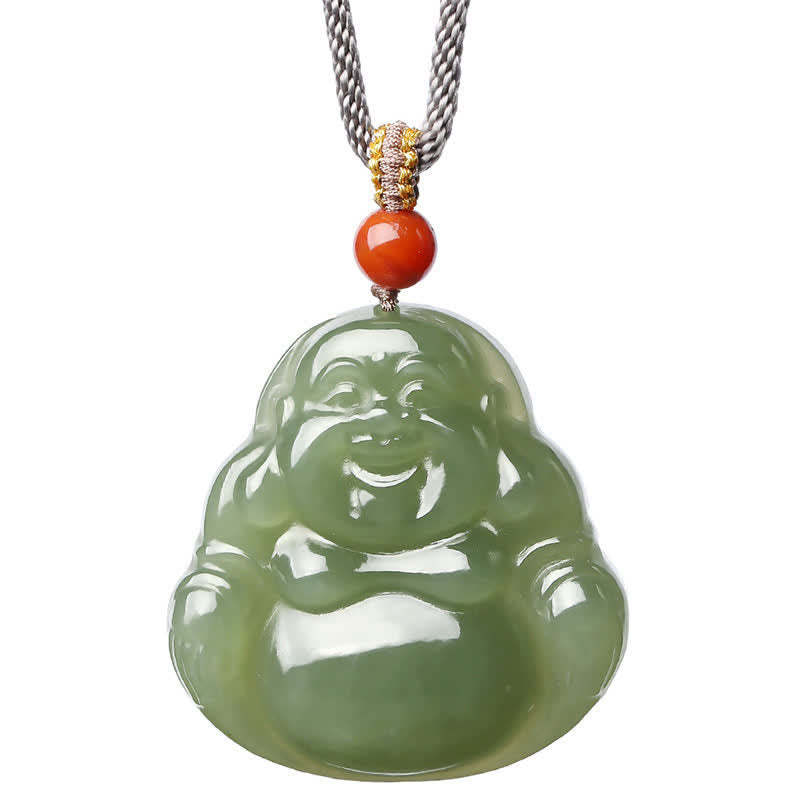 Laughing mystic zen Hetian Jade Abundance Necklace String Pendant