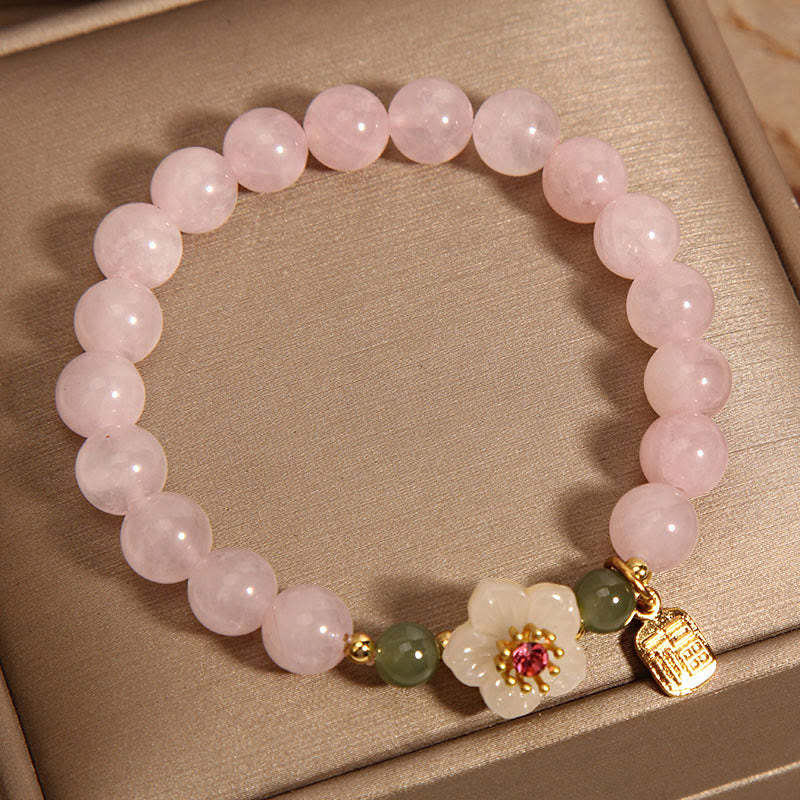 Rose Quartz Peach Blossom Hetian Jade Fu Character Relationships Healing Bracelet